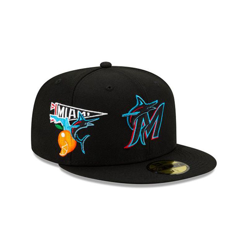 MLB Miami Marlins City Patch 59Fifty Fitted (XTW3222) - Black New Era Caps